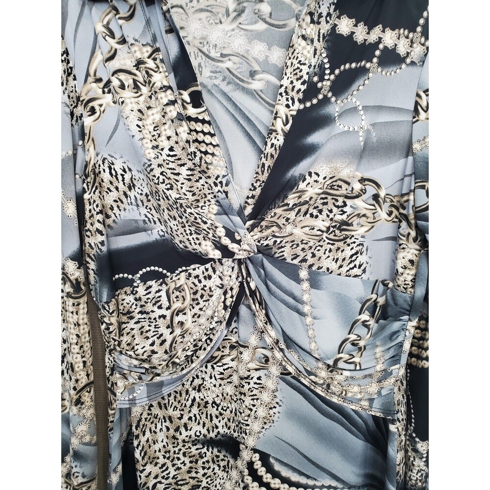 Cache Animal Chain Print Twist Front Long Sleeve … - image 5